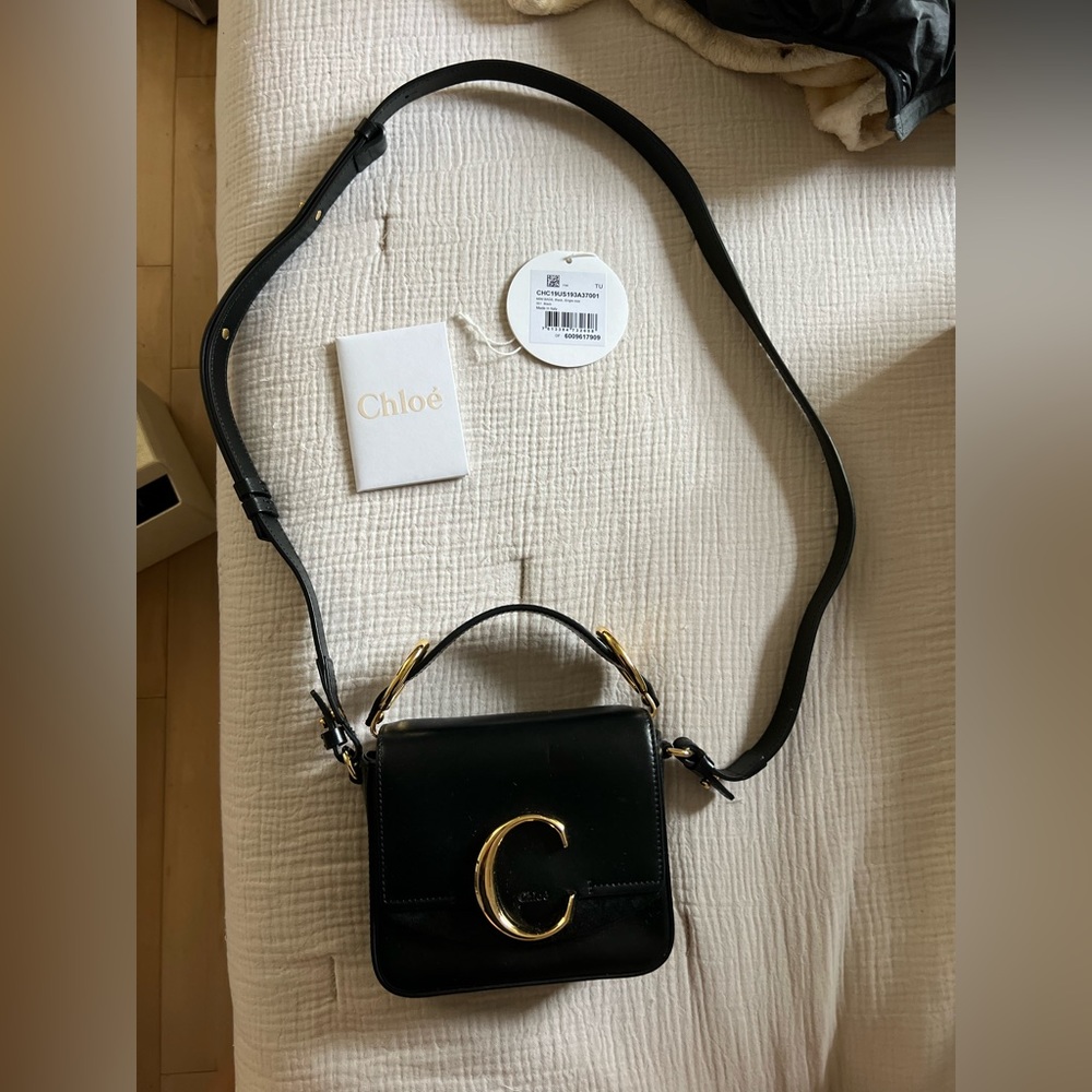 Chloe C Flap Bag Leather Mini in Black